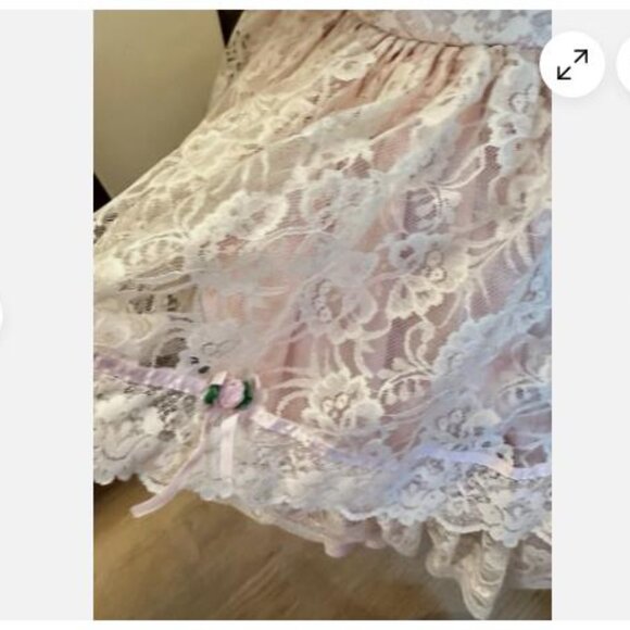 VTG Pazazz Pageant Dress Sz 6 Full Circle Party Frilly Lace Layered Ruffles Pink - Picture 4 of 11